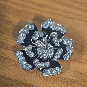 3 For $15 Black and Silver Floral Stretch Ring